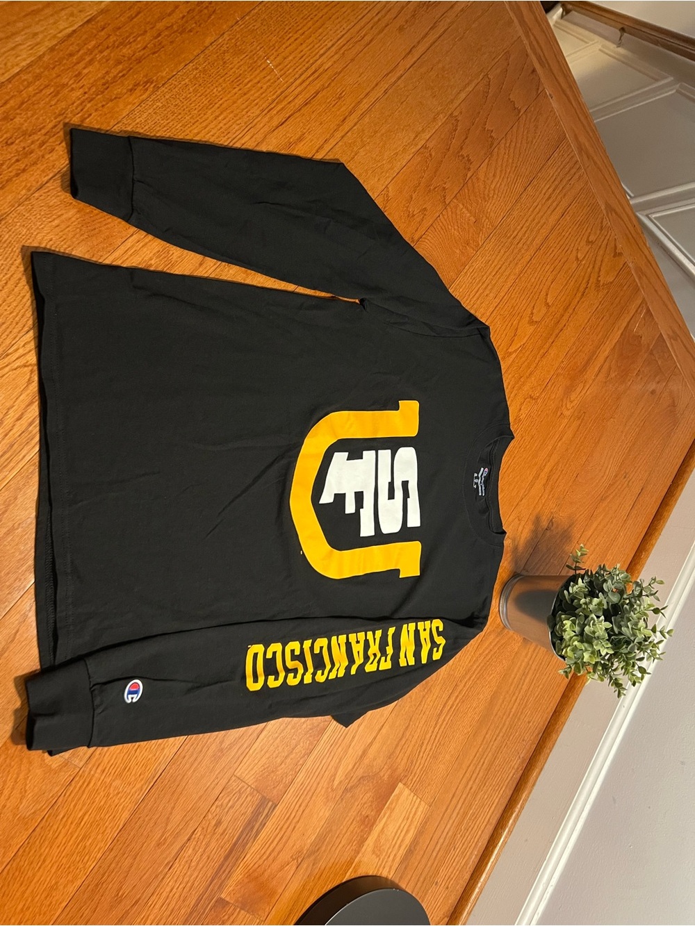 Champion Black Long Sleeve Tee with Yellow University of San Francisco - Women’s